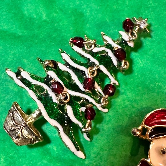 LOT of 2 Vintage Holiday Pins & 1 Earrings - Picture 3 of 6